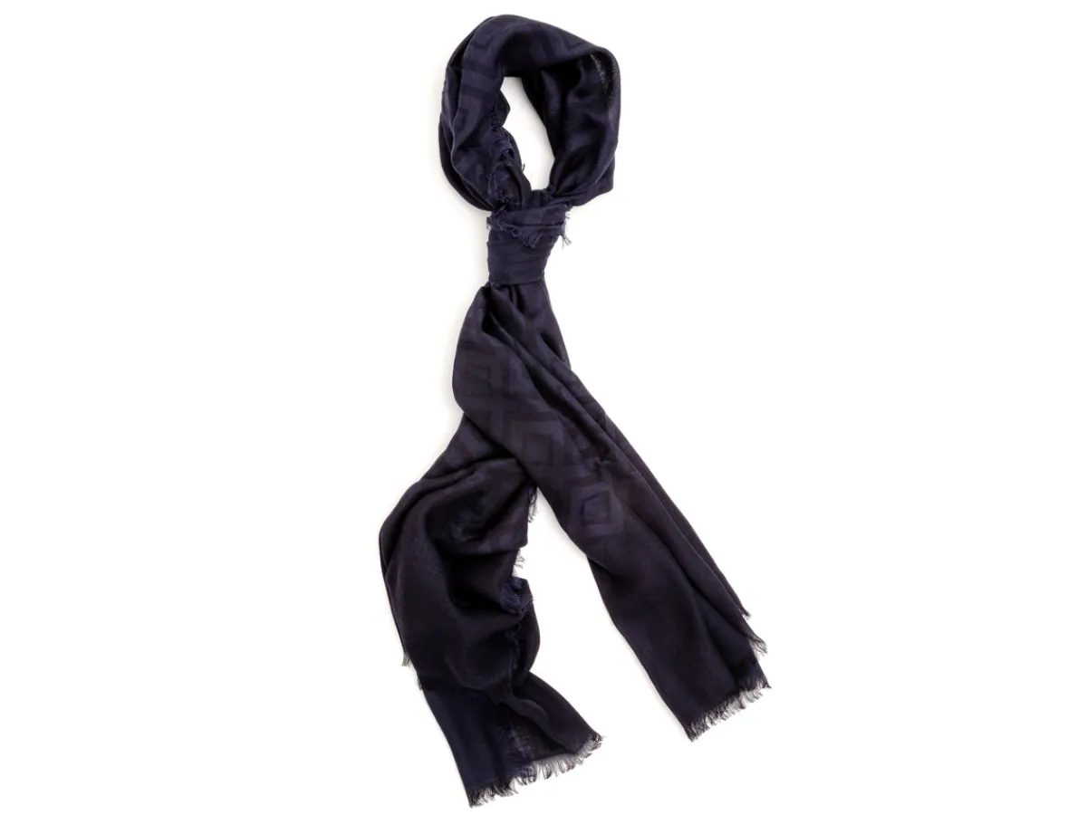 Scarves<Rubinacci Scarf Diamond Pattern Navy