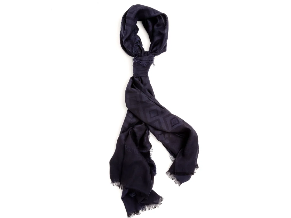 Scarves<Rubinacci Scarf Diamond Pattern Navy