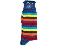 Socks<Corgi Seven Stripe Cotton Socks Dark Blue