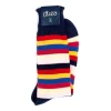Socks<Corgi Seven Stripe Cotton Socks Navy