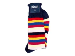 Socks<Corgi Seven Stripe Cotton Socks Navy