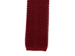 Ties<Double Monk Silk Knit Tie Burgundy