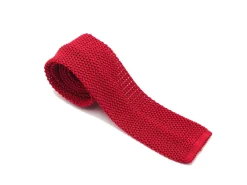 Ties<Double Monk Silk Knit Tie Crimson