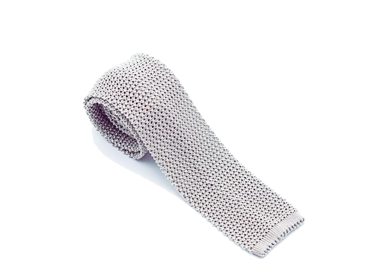 Ties<Double Monk Silk Knit Tie Grey