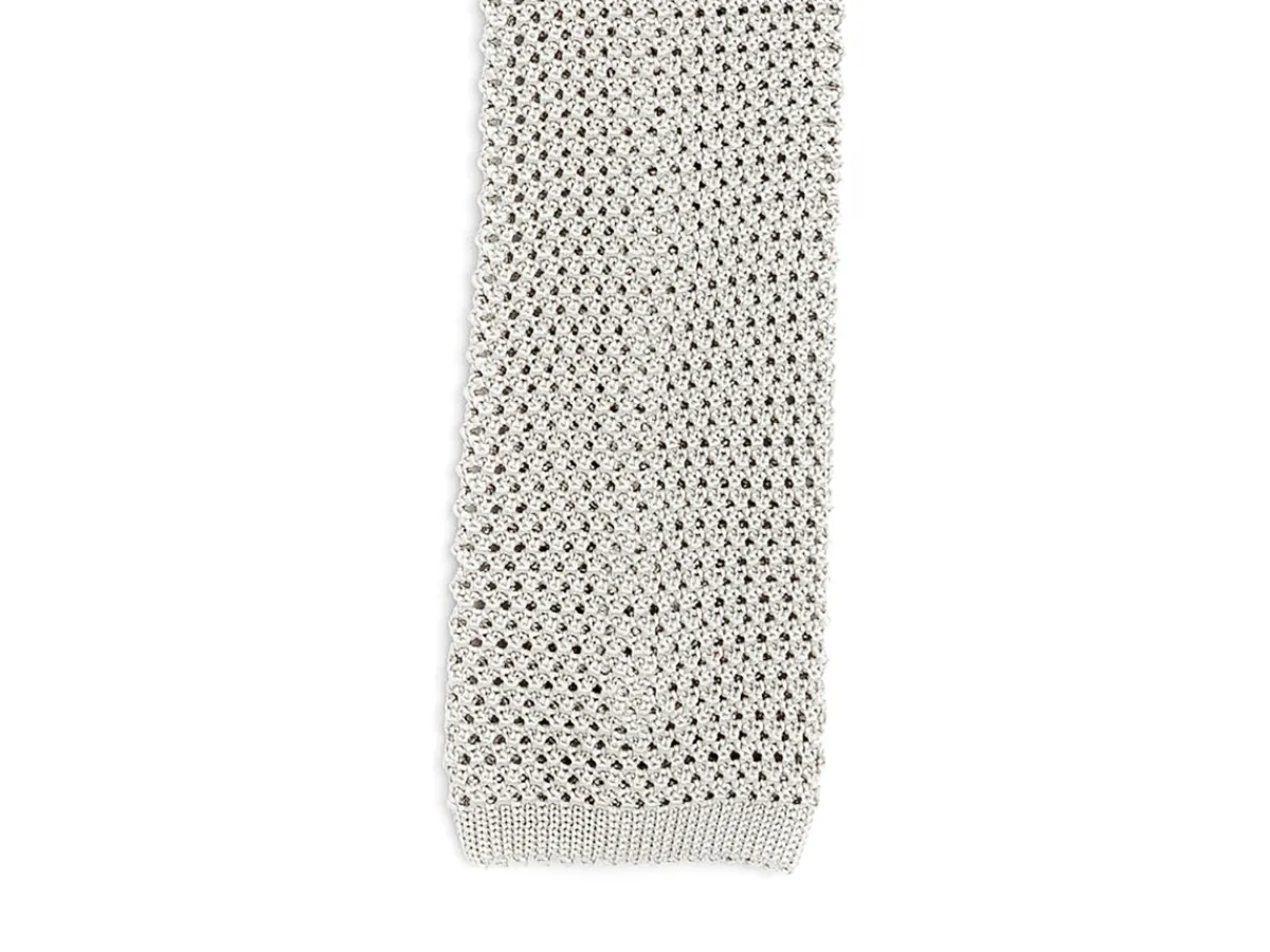 Ties<Double Monk Silk Knit Tie Grey