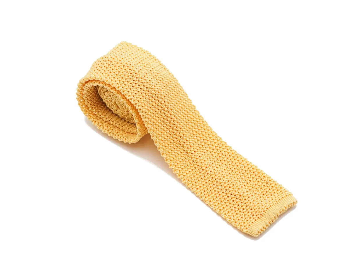 Ties<Double Monk Silk Knit Tie Lemon