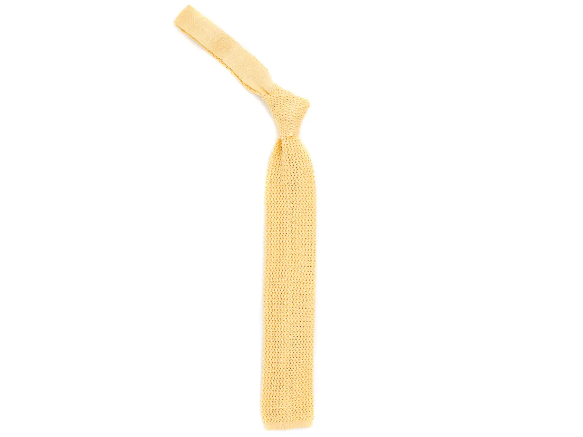 Ties<Double Monk Silk Knit Tie Lemon