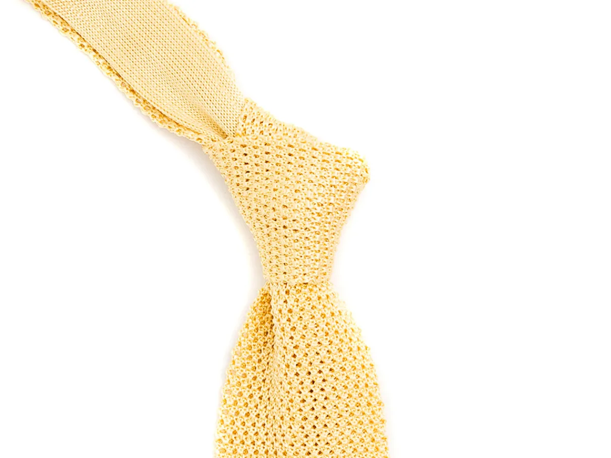 Ties<Double Monk Silk Knit Tie Lemon