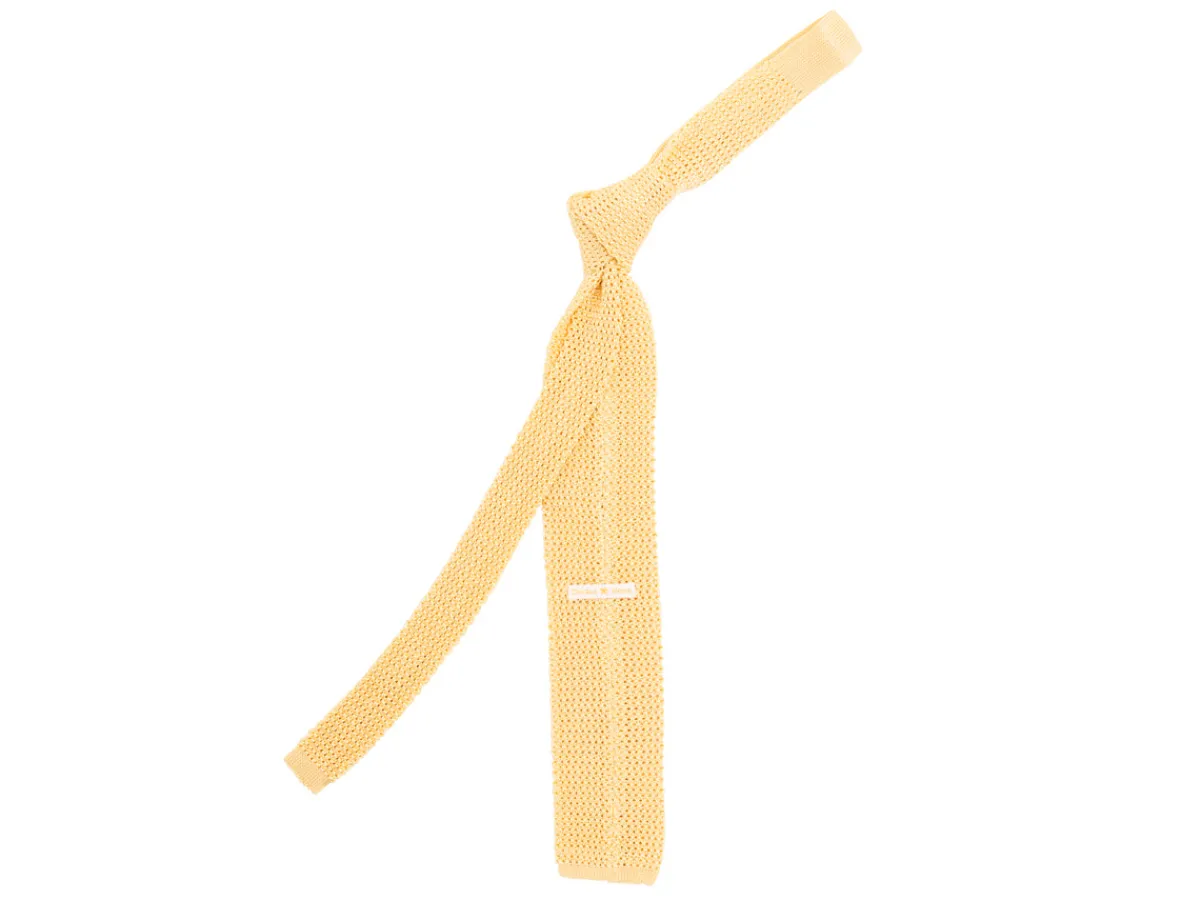 Ties<Double Monk Silk Knit Tie Lemon
