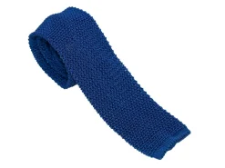 Ties<Double Monk Silk Knit Tie Marine Blue