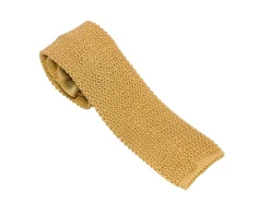 Ties<Double Monk Silk Knit Tie Mustard Yellow