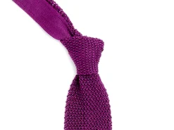 Ties<Double Monk Silk Knit Tie Purple
