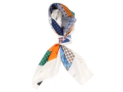 Scarves<Double Monk Silk Patchwork Foulard Classic White