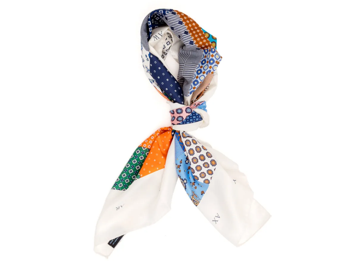 Scarves<Double Monk Silk Patchwork Foulard Classic White