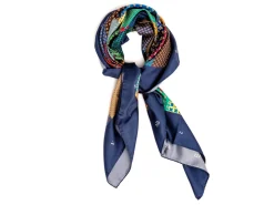 Scarves<Double Monk Silk Patchwork Foulard Classic Navy