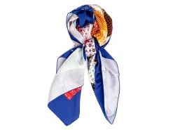 Scarves<Double Monk Silk Patchwork Foulard Floral Blue