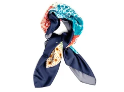 Scarves<Double Monk Silk Patchwork Foulard Floral Navy