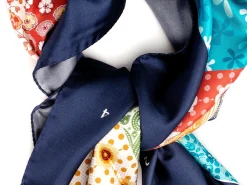 Scarves<Double Monk Silk Patchwork Foulard Floral Navy