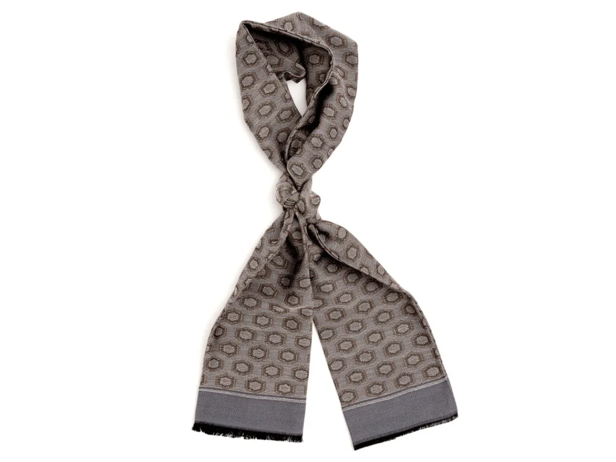 Scarves<Simonnot Godard Silk Wool Ascot Grey