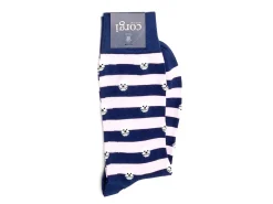 Socks<Corgi Skull Stripe Socks Pink