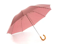 Umbrellas<Fox Umbrellas Telescopic Whangee Handle Wine & White Gingham