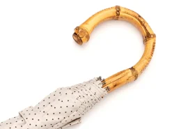 Umbrellas<Fox Umbrellas Telescopic Whangee Handle Ivory & Brown Polka Dot