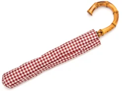 Umbrellas<Fox Umbrellas Telescopic Whangee Handle Wine & White Gingham