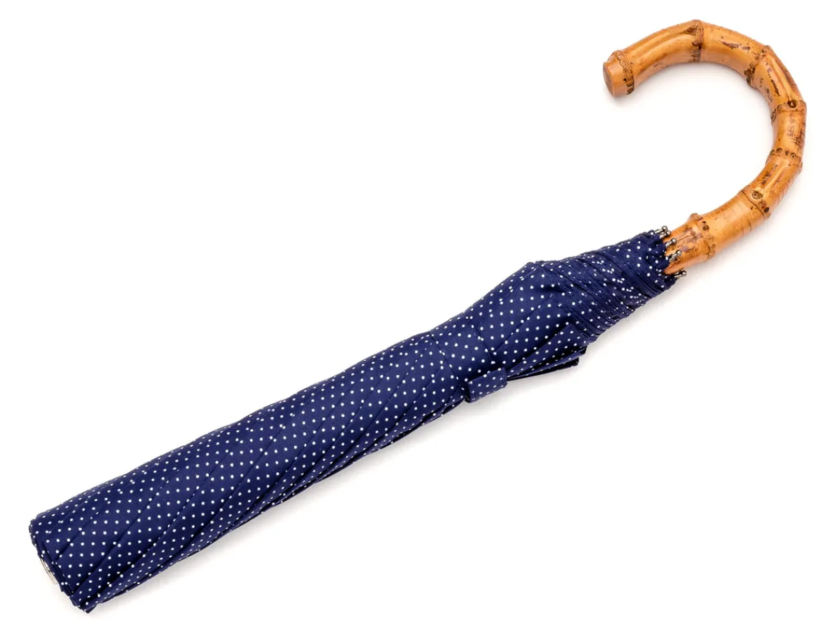 Umbrellas<Fox Umbrellas Telescopic Whangee Handle Navy & White Polka Dot