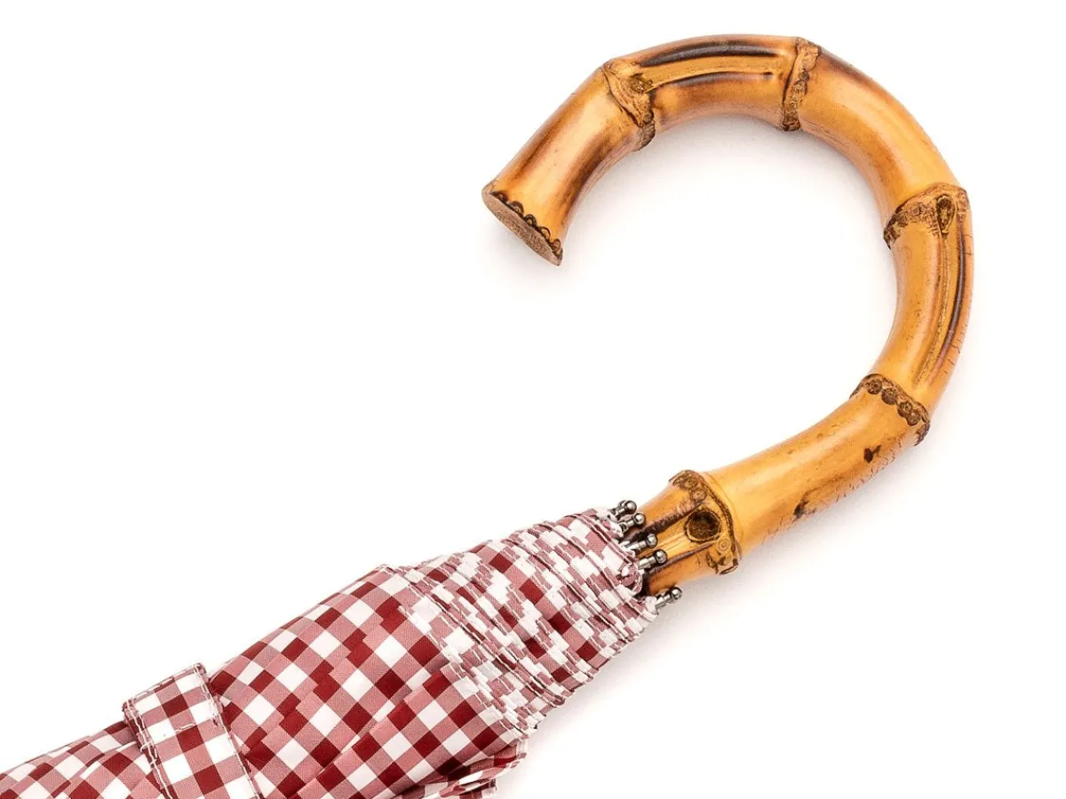 Umbrellas<Fox Umbrellas Telescopic Whangee Handle Wine & White Gingham