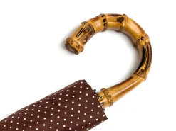 Umbrellas<Fox Umbrellas Telescopic Whangee Handle Brown & White Polka Dot