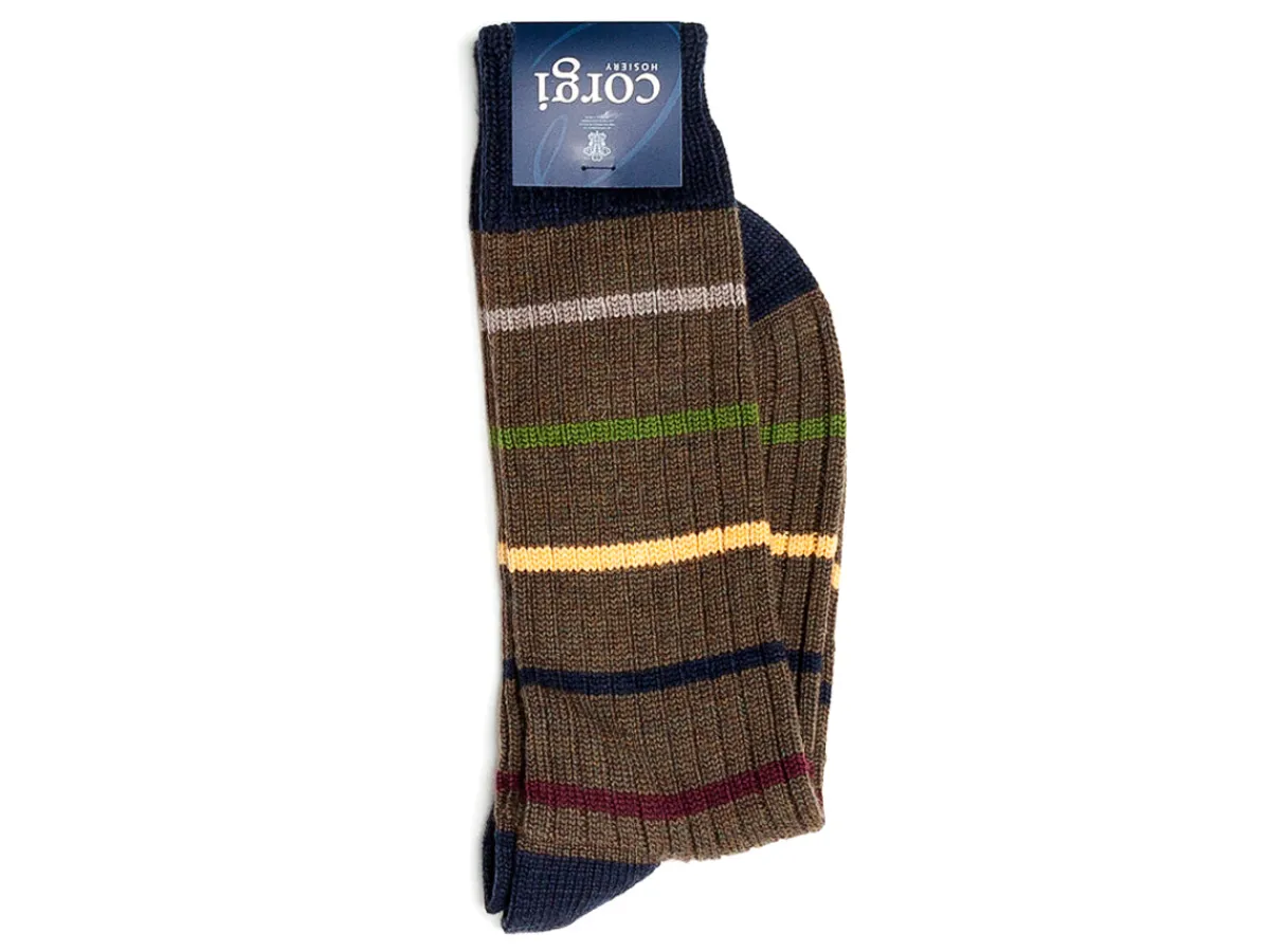 Socks<Corgi Thin Stripe Cotton Socks Grey