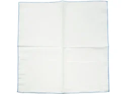 Pocket Squares<Carlo Riva White Linen-Cotton Pochette with Light Blue Edge