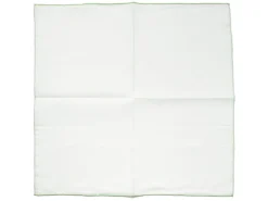 Pocket Squares<Carlo Riva White Linen-Cotton Pochette with Green Edge