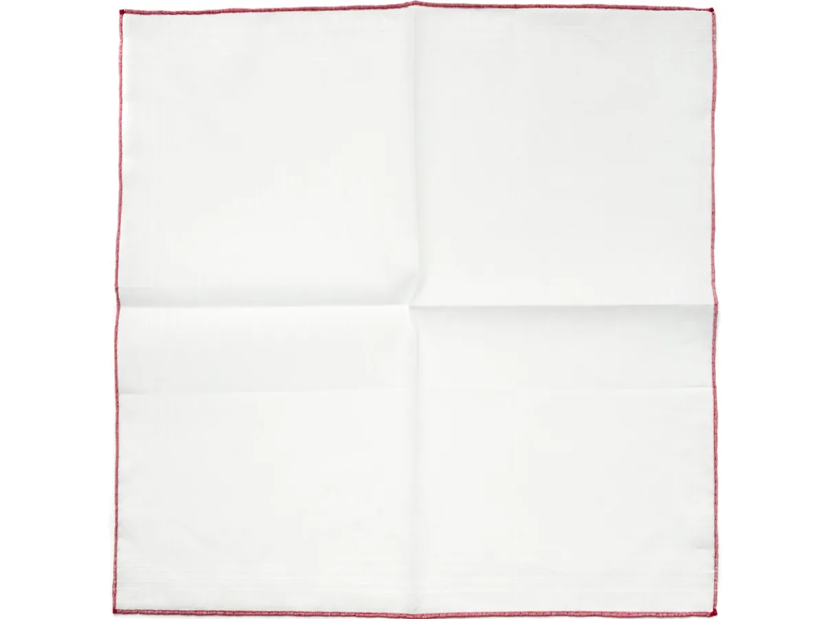 Pocket Squares<Carlo Riva White Linen-Cotton Pochette with Red Edge
