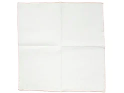 Pocket Squares<Carlo Riva White Linen-Cotton Pochette with Pink Edge