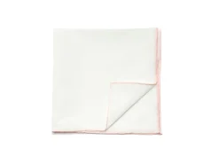 Pocket Squares<Carlo Riva White Linen-Cotton Pochette with Pink Edge