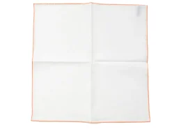 Pocket Squares<Simonnot Godard White Pocket Square with Orange Edge