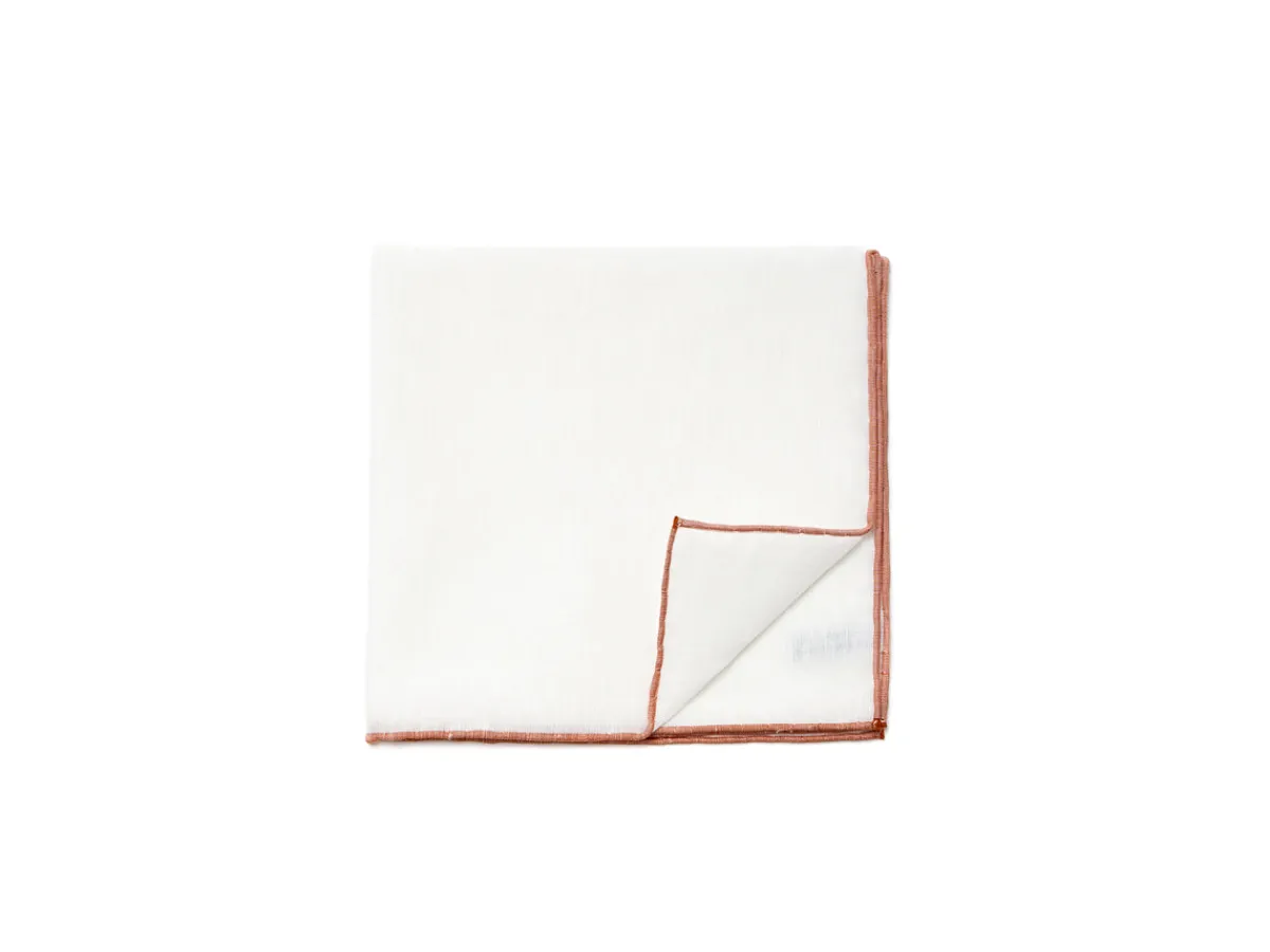 Pocket Squares<Simonnot Godard White Pocket Square with Brown Edge